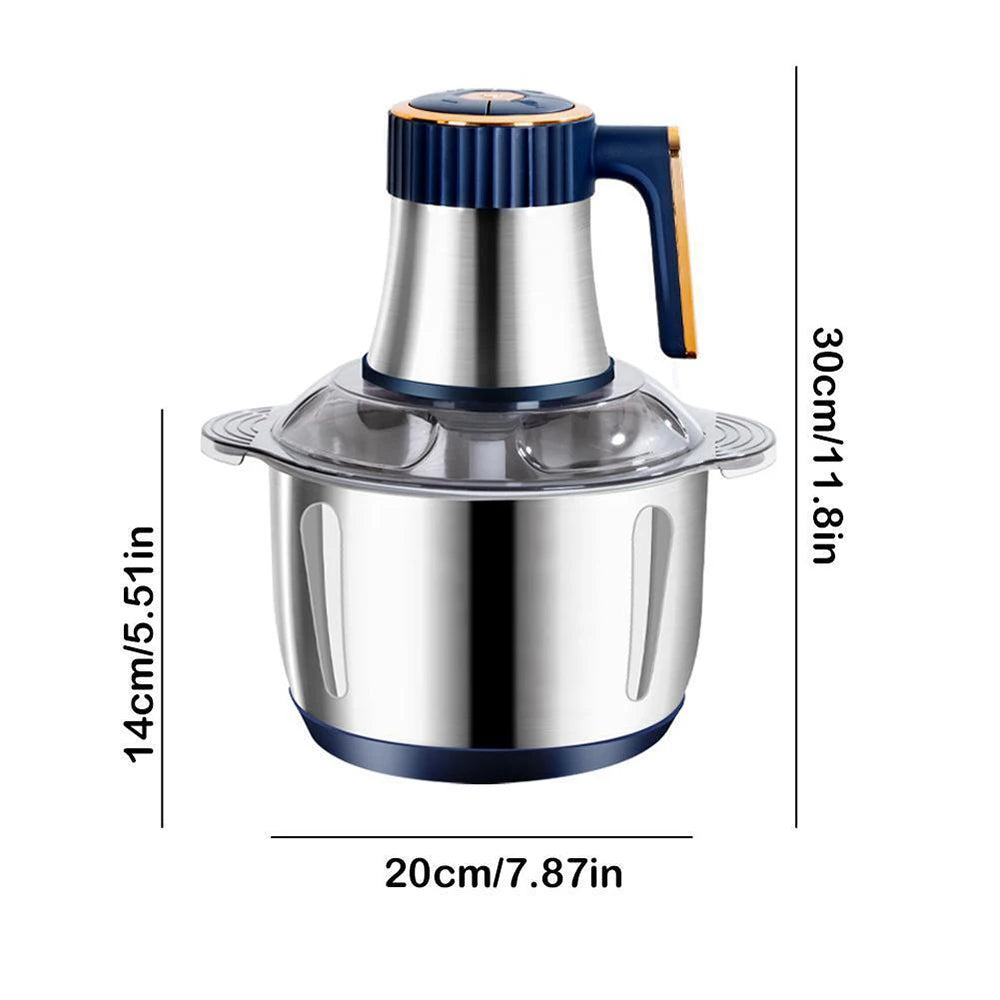 5L Food Chopper Processor(Black/Blue), Electric Meat Grinder, Stainless Steel Mincers For Kitchen, Meat, Vegetables, Onion