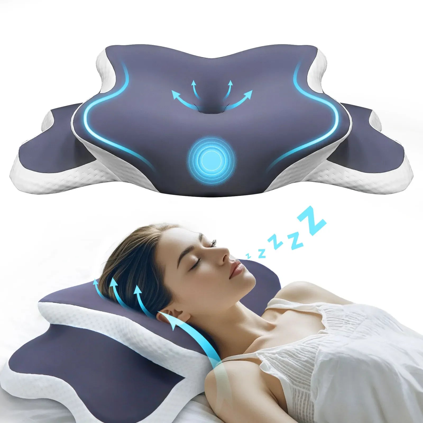 Contoured Memory Foam Cervical Pillow Orthopedic Neck Support Relieve Neck Pain for Side Back Stomach Sleepers Ideal Gift