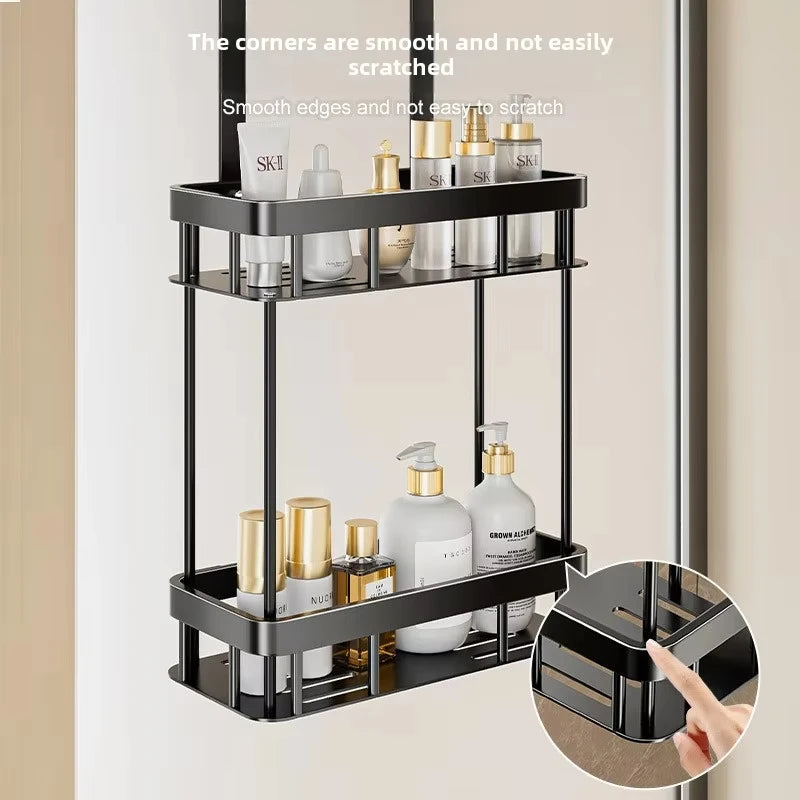 1/2tiers Bathroom Punch Free Wall-mounted Storage Rack Shower Room Over The Door Toiletries Organizer Bathroom Hanging Shelf
