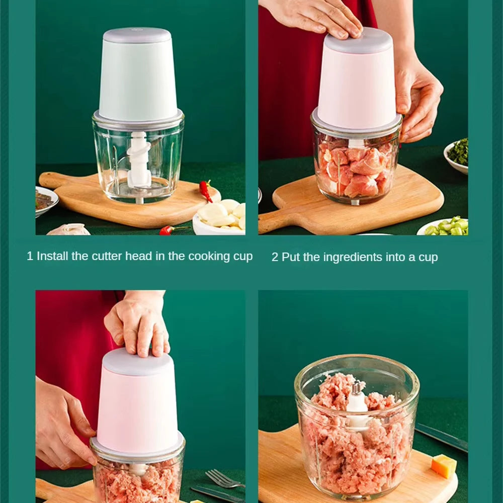 Electric Meats Grinder capacity 0.6L Stainless Steel Mixer Machine Multi-function Home Cooking Machine Food Processors