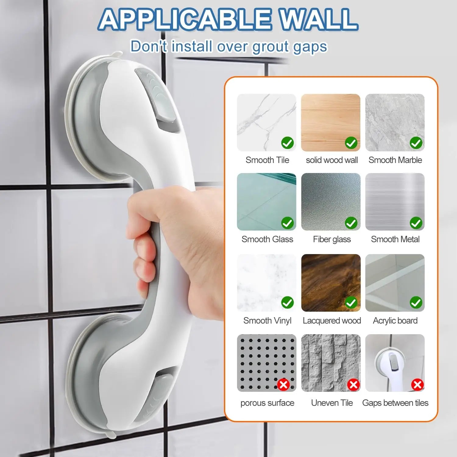 Shower Handle Grab Bars For Bathroom Shower Handle With Suction Cup Grip Grab In Bathroom Bath Handle Grab Bars Safety Grab Bar
