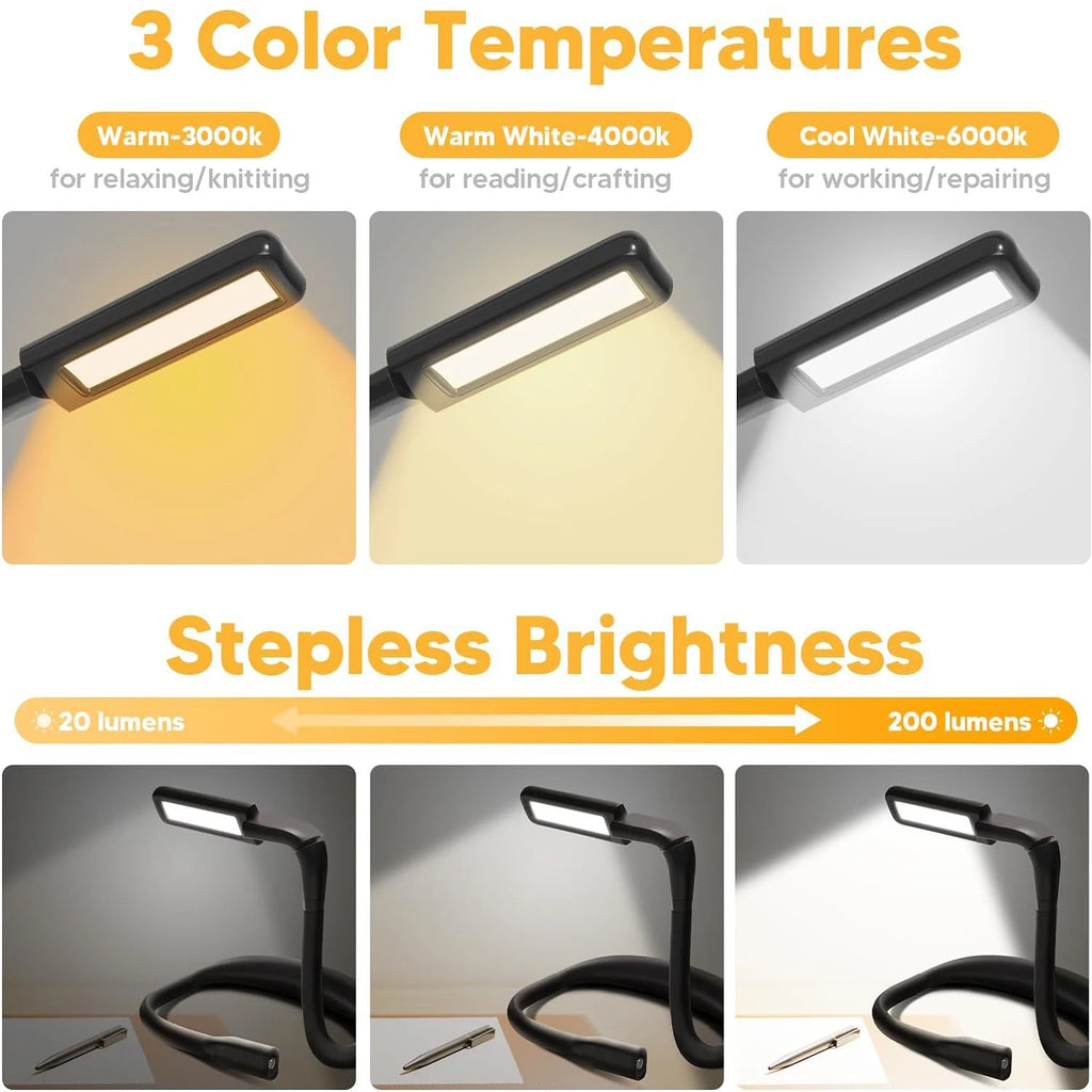 LED Neck Reading Lights Rechargeable Flexible Reading Lamp Bendable Adjustable Portable Hanging Book Light For Camping Lighting