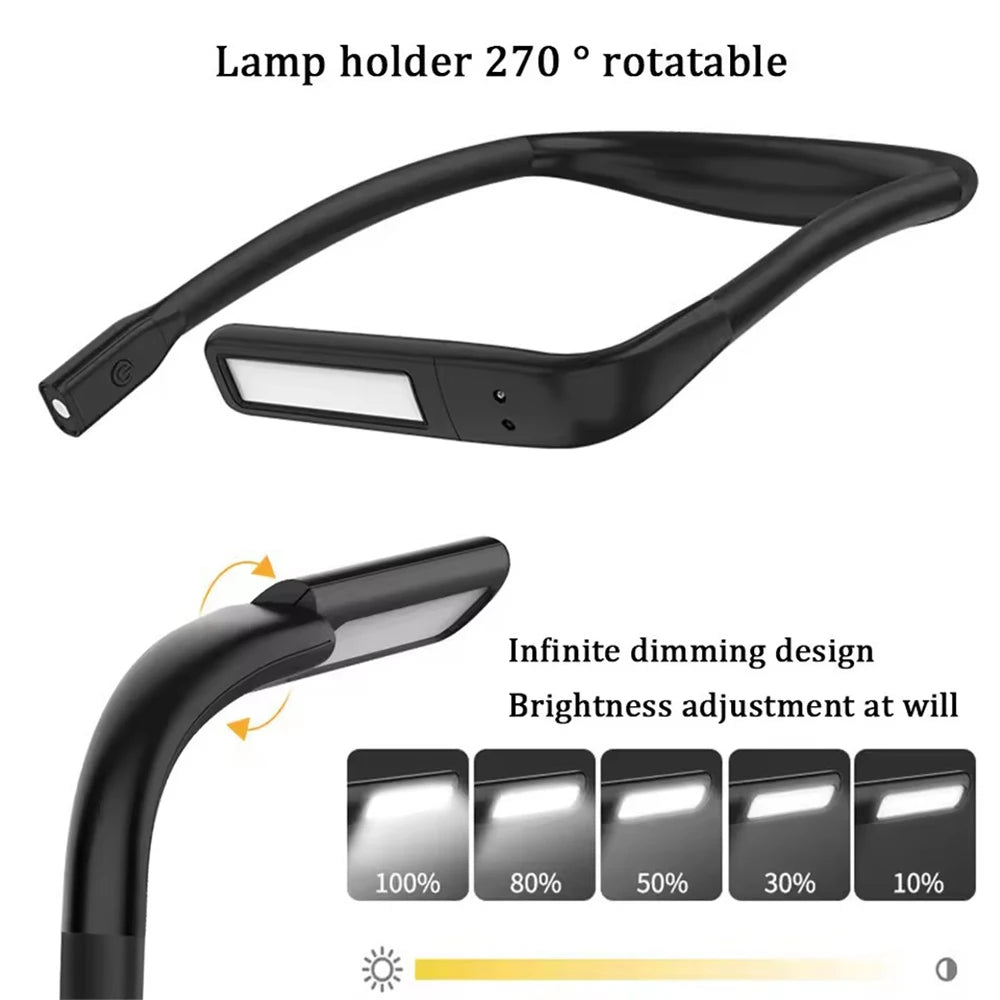 LED Neck Reading Lights Rechargeable Flexible Reading Lamp Bendable Adjustable Portable Hanging Book Light For Camping Lighting