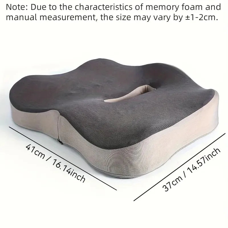 Ergonomic Memory Foam Seat Cushion for Office Chairs & Cars - Posture Support, Butt Pain Relief, Easyclean Material