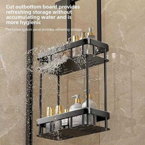 1/2tiers Bathroom Punch Free Wall-mounted Storage Rack Shower Room Over The Door Toiletries Organizer Bathroom Hanging Shelf